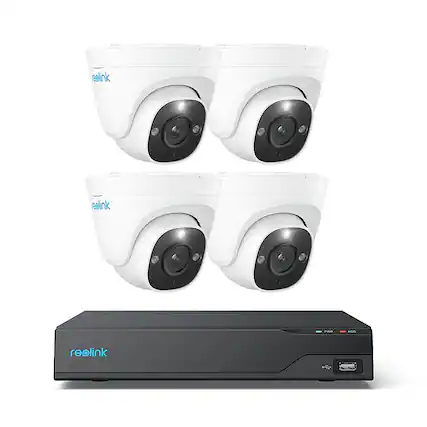 Front. Reolink - 8 Channel 12MP NVR System with 4X 12MP Dome PoE Camera - White.
