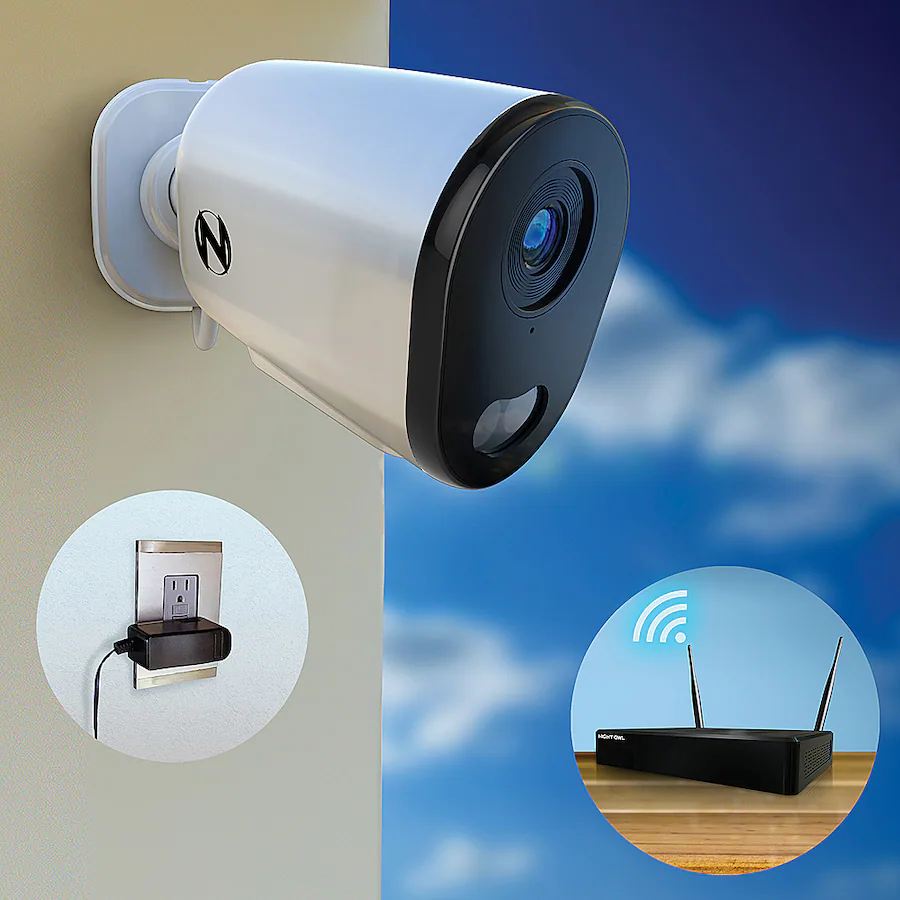 Outlet Plug Camera Night Owl Indoor/Outdoor Plug In Wi Fi 4K Security Camera with 2 Way ...