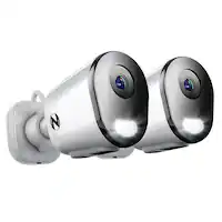 Night Owl - 2-Camera Indoor/Outdoor AC Powered Plug-In Wireless 4K Security Cameras with 2-Way Audio - White - Front_Zoom