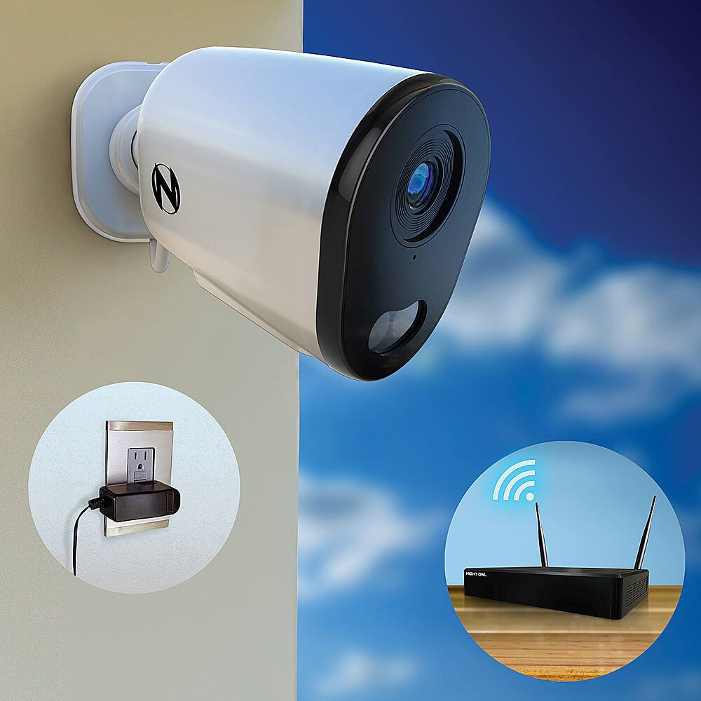 Alt View 11. Night Owl - 2-Camera Indoor/Outdoor AC Powered Plug-In Wireless 2K Security Cameras with 2-Way Audio - White.