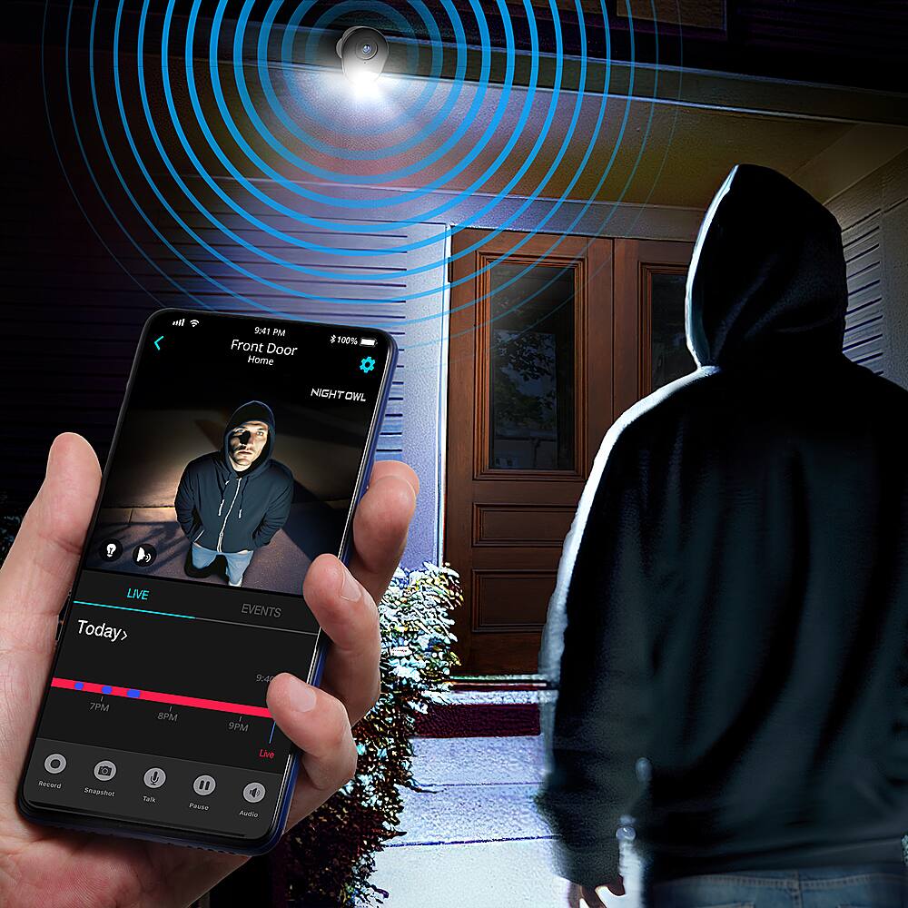 Alt View 13. Night Owl - 2-Camera Indoor/Outdoor AC Powered Plug-In Wireless 2K Security Cameras with 2-Way Audio - White.