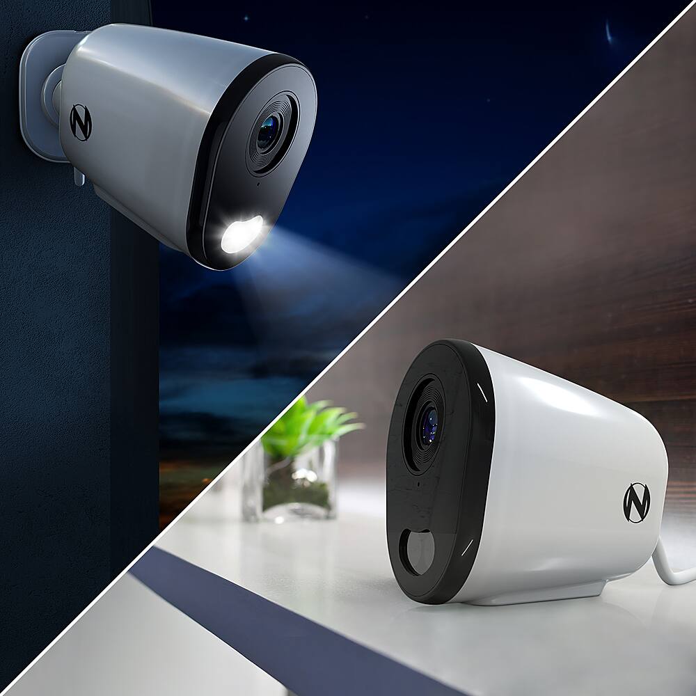 Alt View 14. Night Owl - 2-Camera Indoor/Outdoor AC Powered Plug-In Wireless 2K Security Cameras with 2-Way Audio - White.