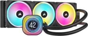 CORSAIR - iCUE LINK H150i QX RGB LED 360mm Radiator CPU Liquid Cooler (3 120mm Core Fans) with 2.1" IPS LCD Screen - Black - Front_Zoom