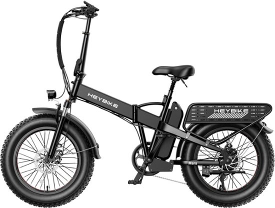 Front. Heybike - Mars 2.0 Foldable E-bike w/ 45mi Max Operating Range & 28 mph Max Speed - Black.