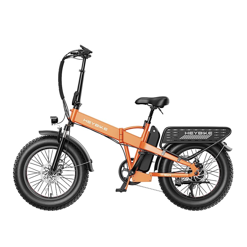 Front. Heybike - Mars 2.0 Foldable E-bike w/ 45mi Max Operating Range & 28 mph Max Speed - Orange.