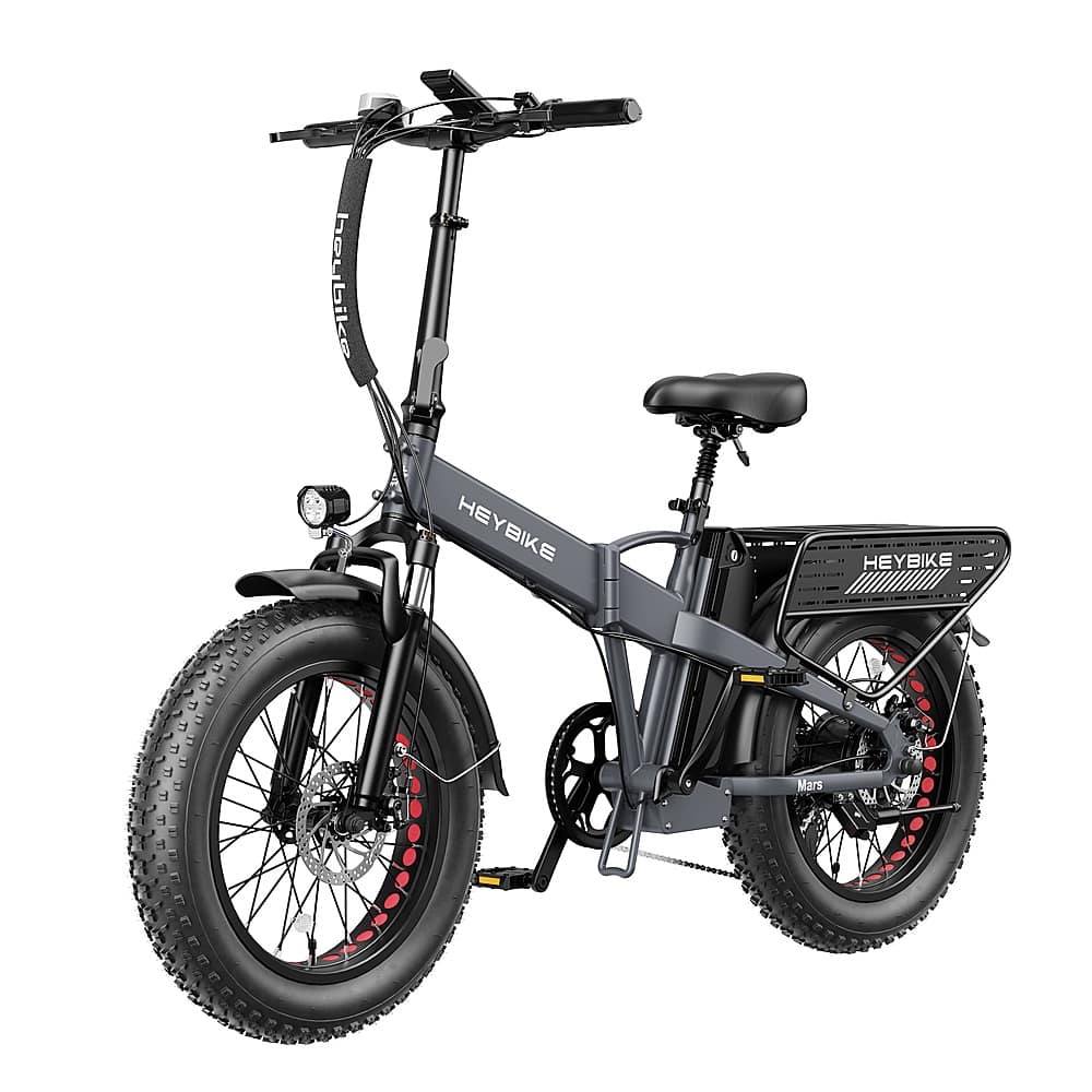 Angle View: Heybike - Mars 2.0 Foldable E-bike w/ 45mi Max Operating Range & 28 mph Max Speed - Grey