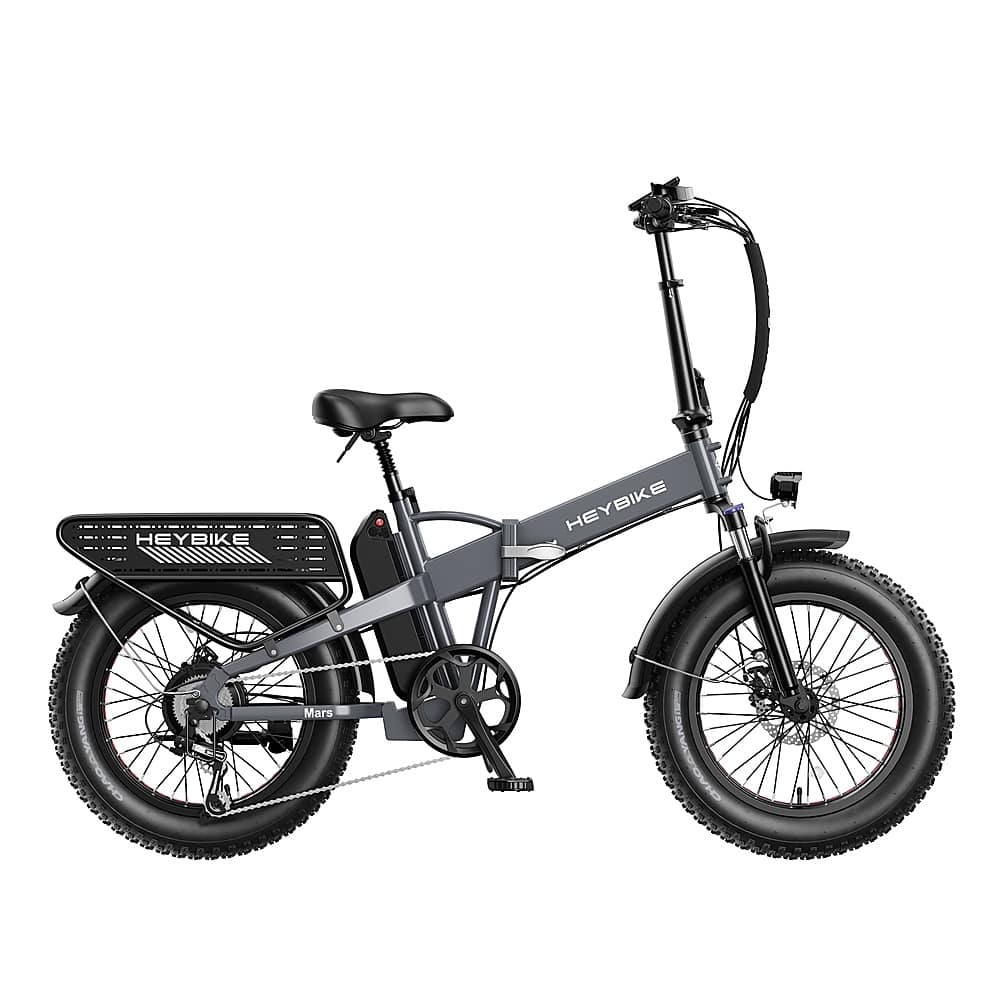 Left View: Heybike - Mars 2.0 Foldable E-bike w/ 45mi Max Operating Range & 28 mph Max Speed - Grey