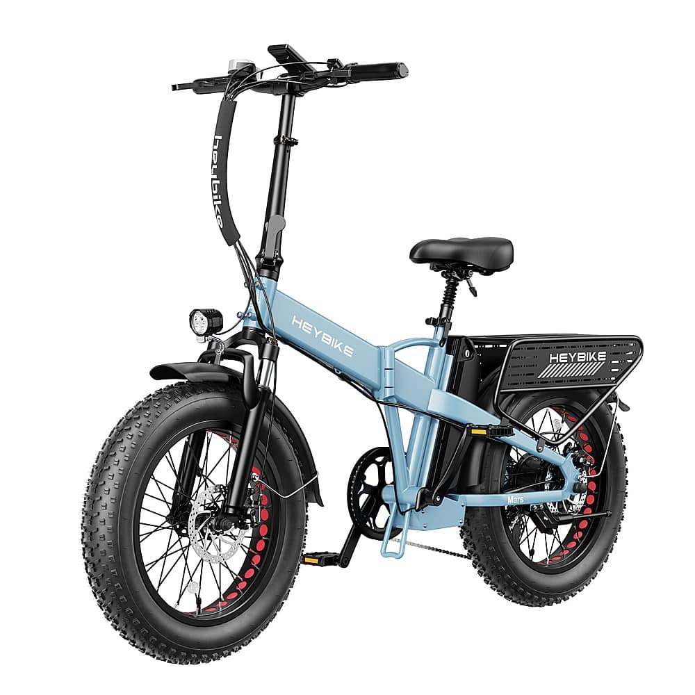 Angle View: Heybike - Mars 2.0 Foldable E-bike w/ 45mi Max Operating Range & 28 mph Max Speed - Blue