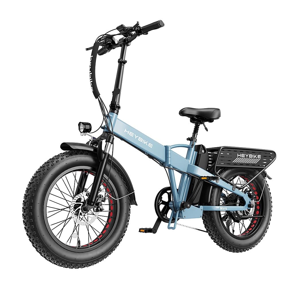 Left View: Heybike - Mars 2.0 Foldable E-bike w/ 45mi Max Operating Range & 28 mph Max Speed - Blue