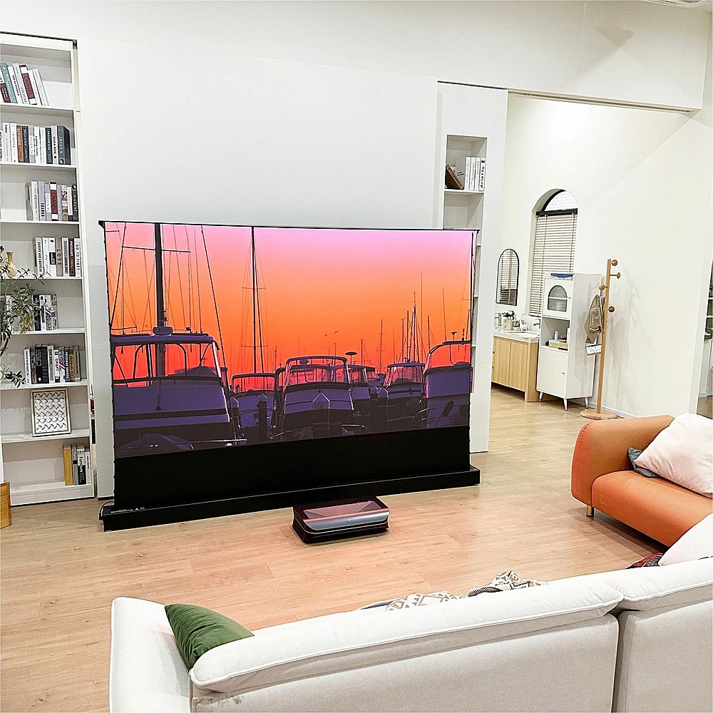 The Ultimate Screen  Electric Floor Rising VIVIDSTORM ALR Rollable Projector  Screen 