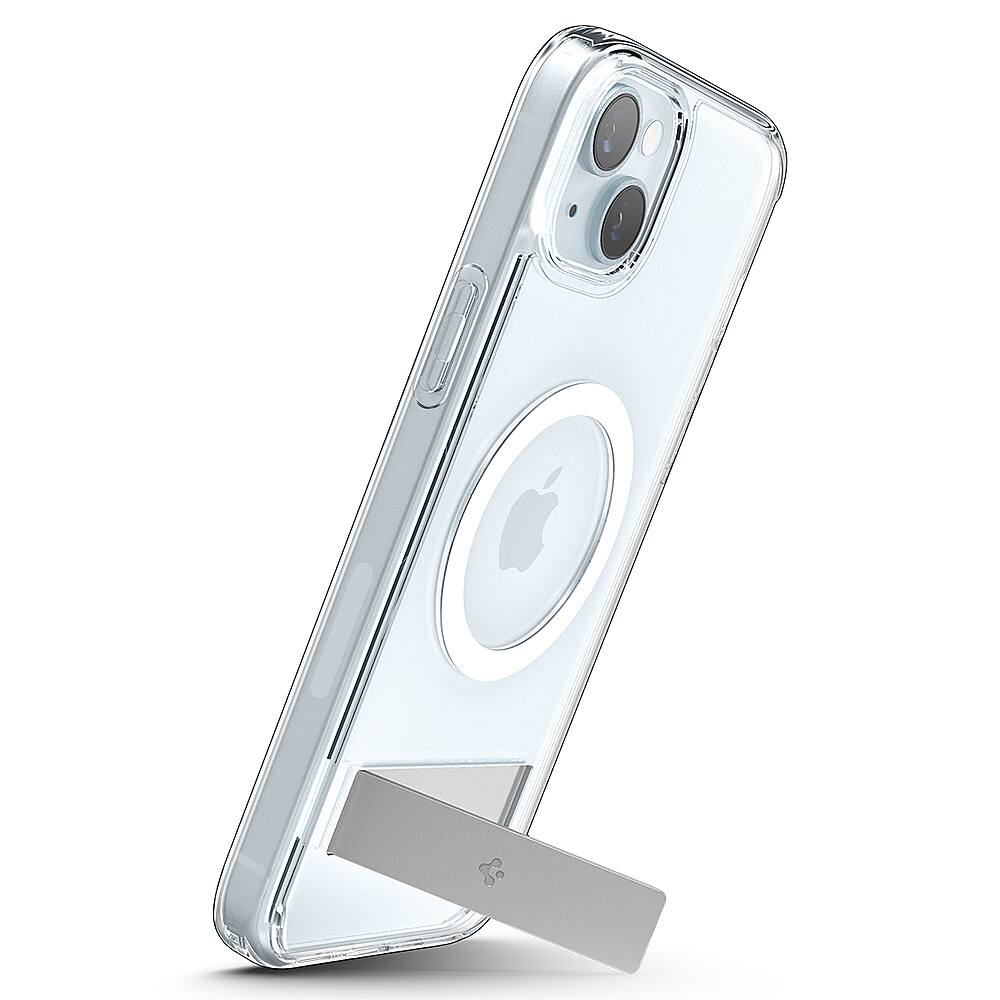 Left. Spigen - Slim Armor Essential S MagFit Case for Apple iPhone 15 Plus/14 Plus - Crystal Clear.