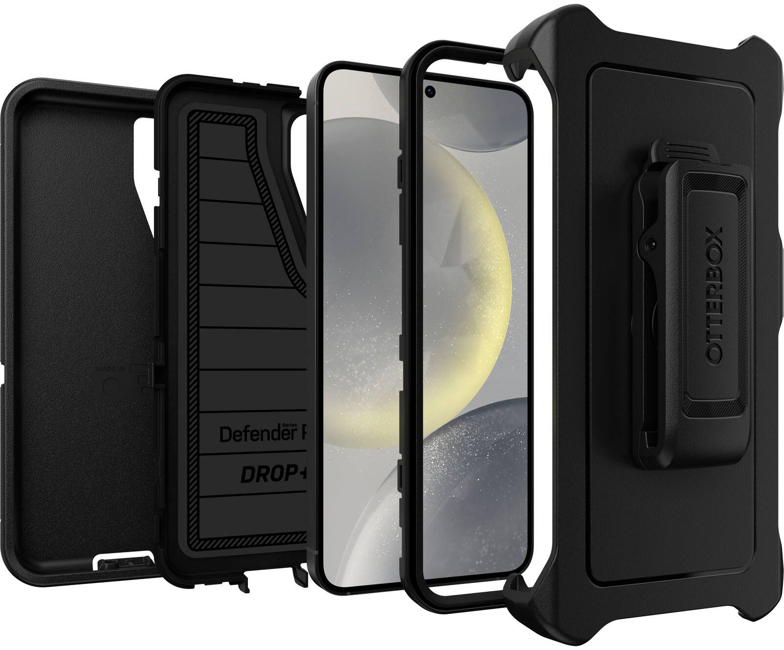 Angle. OtterBox - Defender Series Pro Hard Shell for Samsung Galaxy S24 - Black.