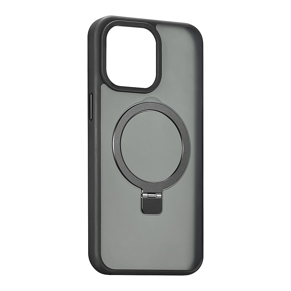 Angle View: Insignia™ - Hard-Shell Case with MagSafe Kickstand for iPhone 15 Pro Max - Black