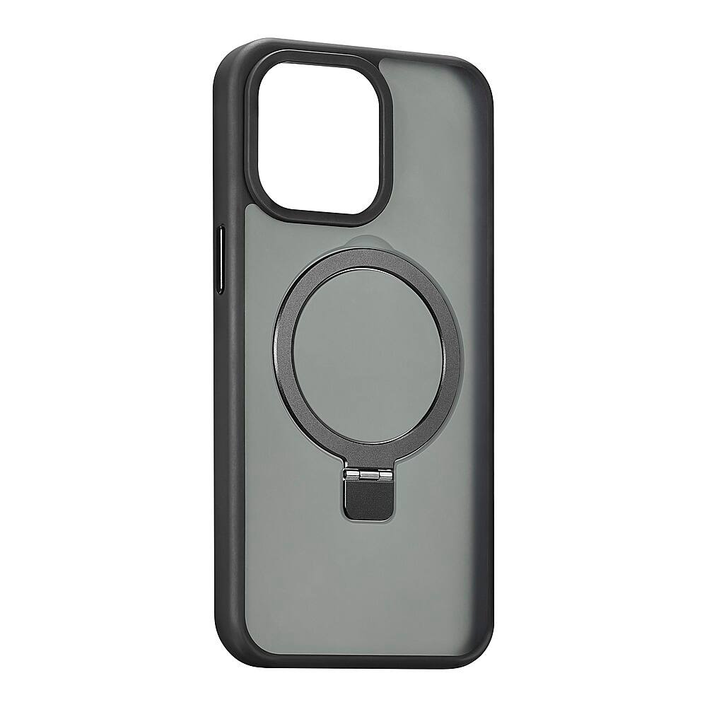 Insignia™ Hard Shell Case with MagSafe Kickstand for iPhone 15 Pro Max Black NS15PMMSKSB Open