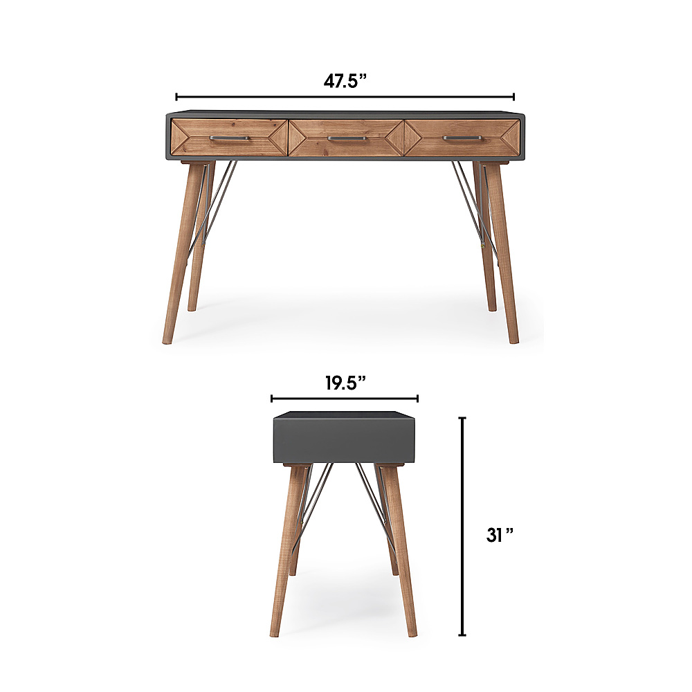 Left View: Finch - Friedman Desk Console Table - Gray
