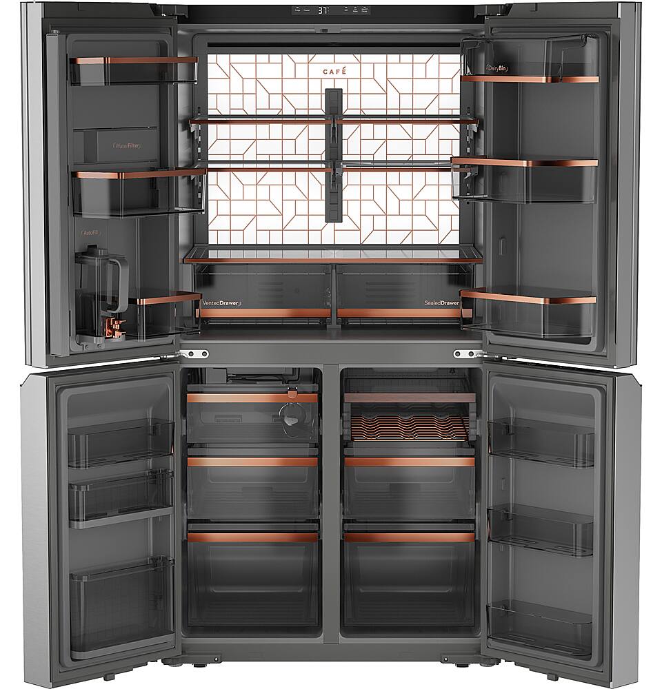 Alt View 11. Café - 28.3 Cu. Ft. 4-Door French Door Smart Refrigerator with Dual-Dispense AutoFill Pitcher - Platinum Glass.