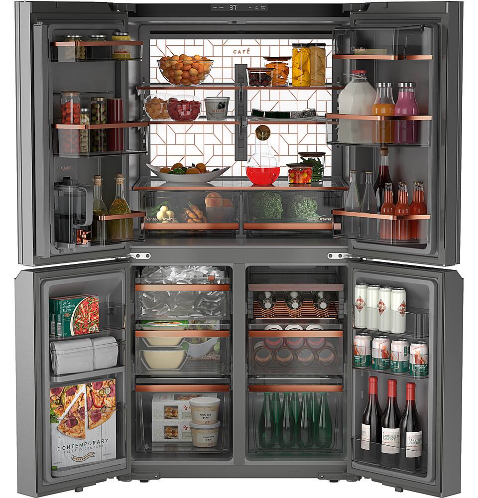 Alt View 12. Café - 28.3 Cu. Ft. 4-Door French Door Smart Refrigerator with Dual-Dispense AutoFill Pitcher - Platinum Glass.