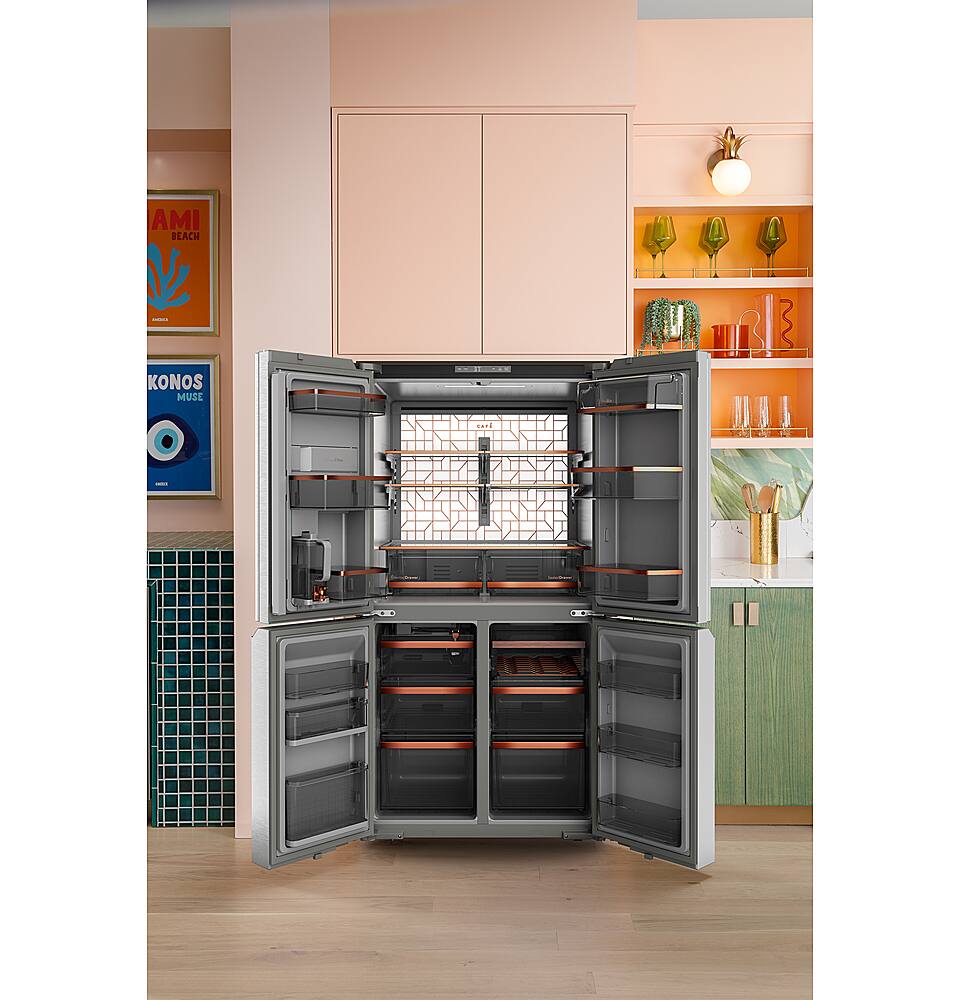 Alt View 14. Café - 28.3 Cu. Ft. 4-Door French Door Smart Refrigerator with Dual-Dispense AutoFill Pitcher - Platinum Glass.