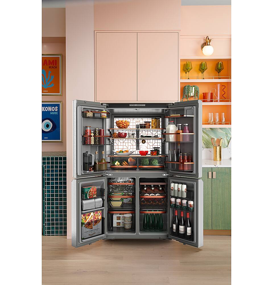 Alt View 15. Café - 28.3 Cu. Ft. 4-Door French Door Smart Refrigerator with Dual-Dispense AutoFill Pitcher - Platinum Glass.