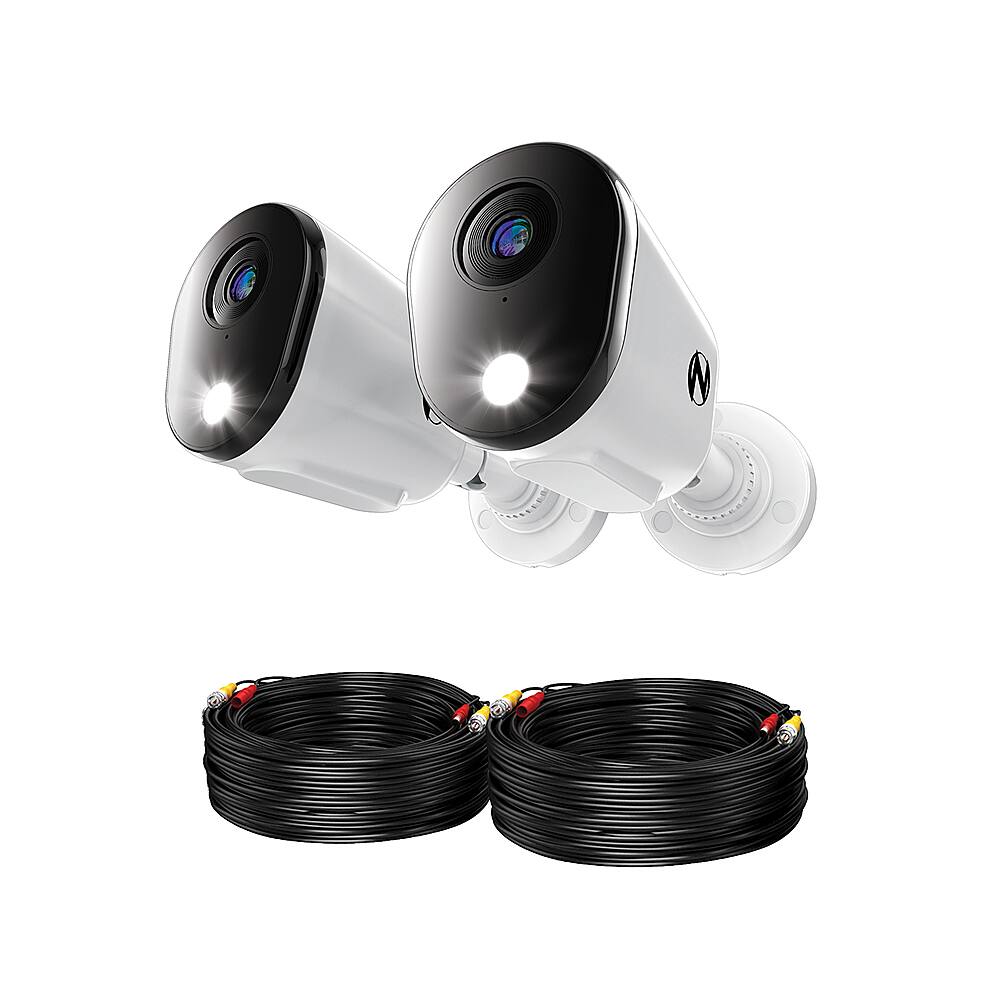 Alt View 12. Night Owl - 2-Camera Indoor/Outdoor Wired 4K Security Cameras with 2-Way Audio - White.