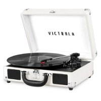 Victrola - Journey Bluetooth Suitcase Record Player with 3-speed Turntable - White - Front_Zoom