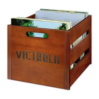 Victrola - Wooden Vinyl Record Crate - Mahogany - Front_Zoom