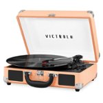 Front Zoom. Victrola - Journey Bluetooth Suitcase Record Player with 3-speed Turntable - Peach.