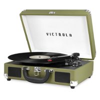 Victrola - Journey Bluetooth Suitcase Record Player with 3-speed Turntable - Green Olive - Front_Zoom