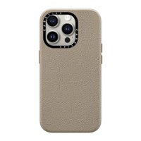 CASETiFY - Leather Case with MagSafe for Apple iPhone 15 Pro - Greige - Front_Zoom
