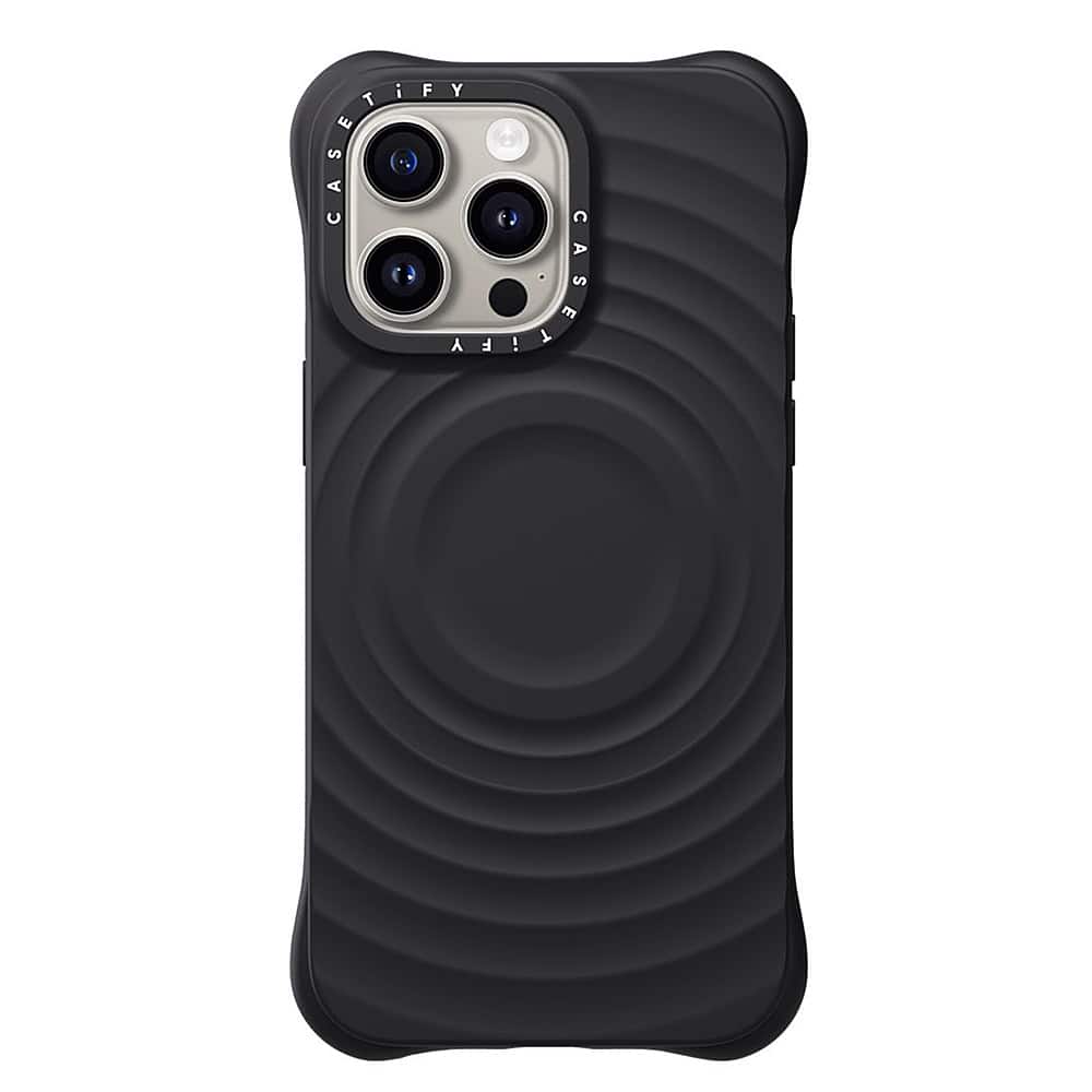 Front. CASETiFY - Essentials Ripple Case with MagSafe for Apple iPhone 15 Pro Max - Black.