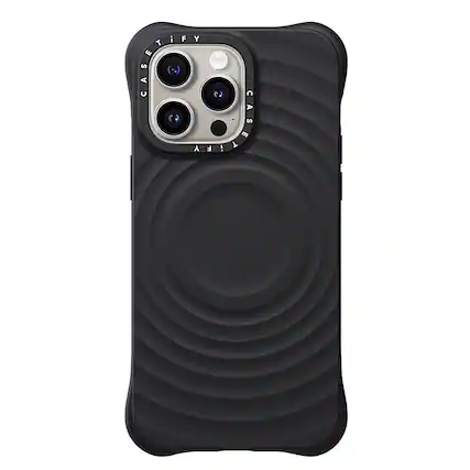 Front. CASETiFY - Essentials Ripple Case with MagSafe for Apple iPhone 15 Pro Max - Black.
