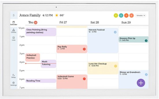 Angle. Skylight - Calendar: 15 Inch Touchscreen Smart Calendar and Chore Chart - White.