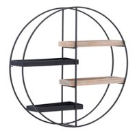Linon Home Décor - Dormody Round 4-Shelf Wall Storage - Black - Front_Zoom