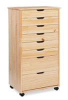 Linon Home Décor - Monte Eight-Drawer Rolling Storage Cart - Natural - Front_Zoom