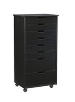 Linon Home Décor - Monte Eight-Drawer Rolling Storage Cart - Black - Front_Zoom