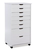 Linon Home Décor - Monte Eight-Drawer Rolling Storage Cart - Whitewash - Front_Zoom