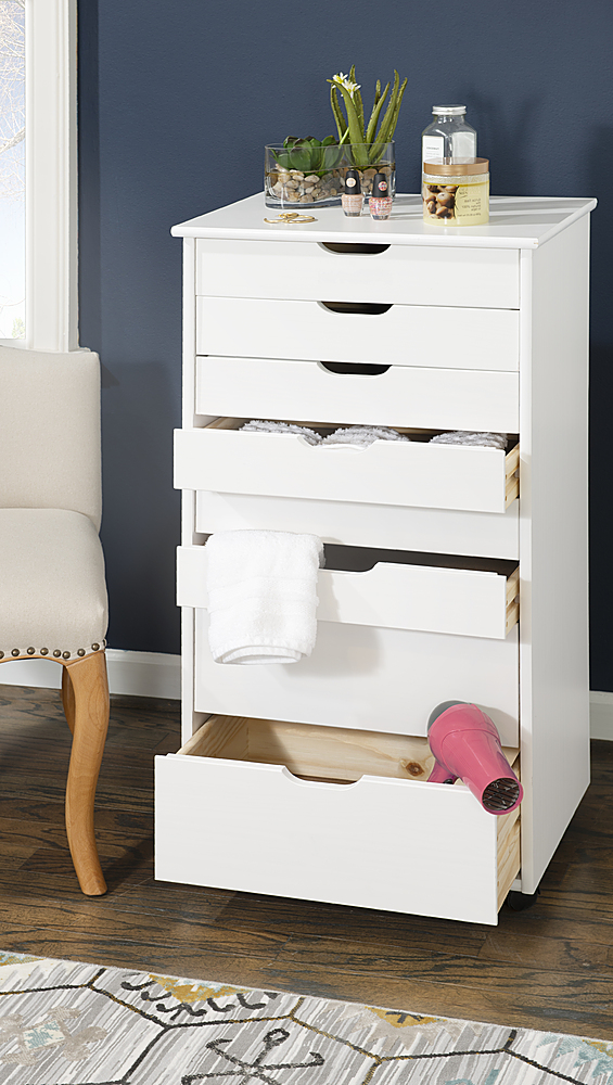 Linon Home Décor - Monte Eight-Drawer Rolling Storage Cart - Whitewash