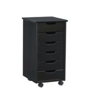 Linon Home Décor - Monte Six-Drawer Rolling Storage Cart - Black - Front_Zoom