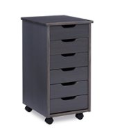 Linon Home Décor - Monte Six-Drawer Rolling Storage Cart - Gray - Front_Zoom