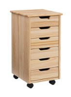 Linon Home Décor - Monte Six-Drawer Rolling Storage Cart - Natural - Front_Zoom