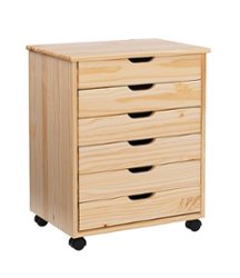 Linon Home Décor - Monte Wide Six-Drawer Rolling Storage Cart - Natural - Front_Zoom