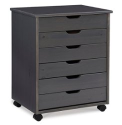 Linon Home Décor - Monte Wide Six-Drawer Rolling Storage Cart - Gray - Front_Zoom