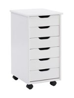 Linon Home Décor - Monte Six-Drawer Rolling Storage Cart - Whitewash - Front_Zoom