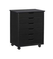 Linon Home Décor - Monte Wide Six-Drawer Rolling Storage Cart - Black - Front_Zoom