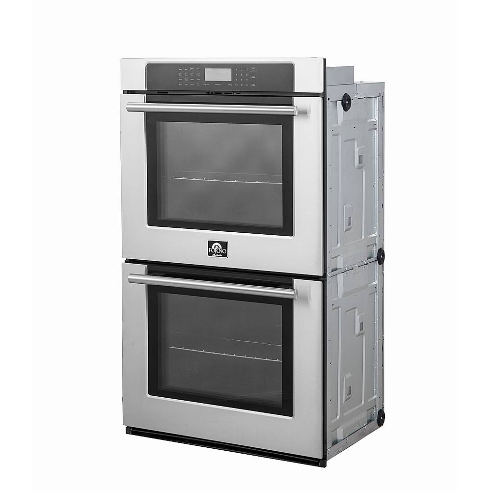 Angle. Forno Appliances - 30" Built-In Electric Double Wall Oven with Convection - Silver.