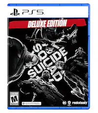 "PS5 Deluxe Edition Suicide Squad: Kill the Justice League Mature 17+ M WB ESRB Internet Required and for PlayStation Plus Online Multiplayer DC rocksteady MADHCTROS"