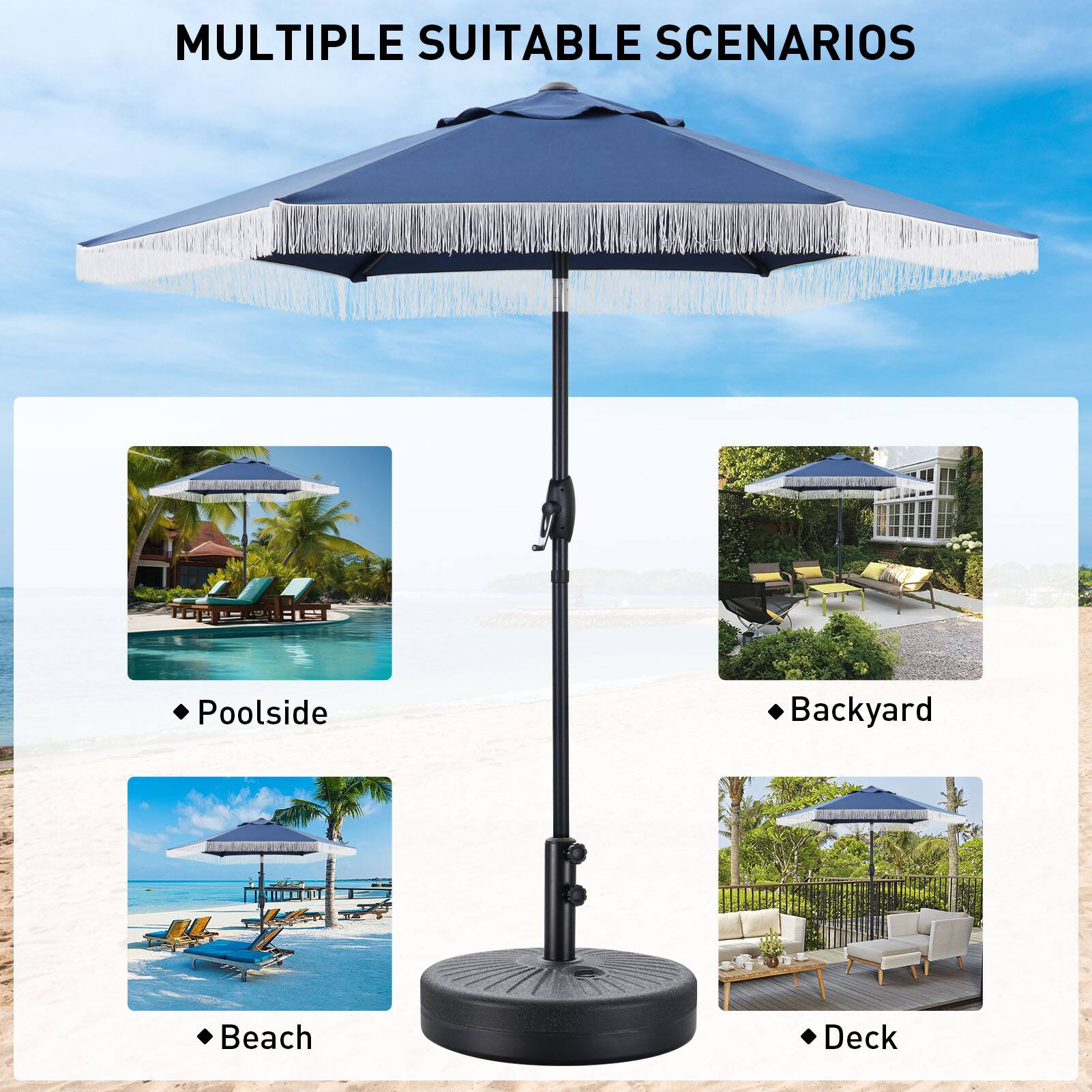 Multiple Suitable Scenarios: Poolside, Backyard, Beach, Deck