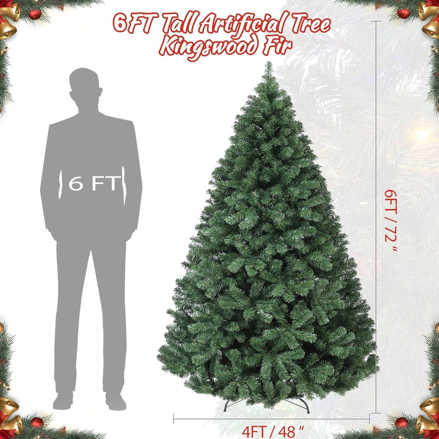 Alt View 1. GARVEE - 6ft Artificial Christmas Tree, Premium Spruce Hinged Material, Metal Base for Home & Office Holiday Decor - 6ft.