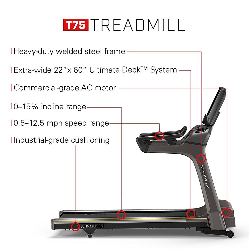 Matrix T75 Treadmill with XIR console Black T75XIR Best Buy