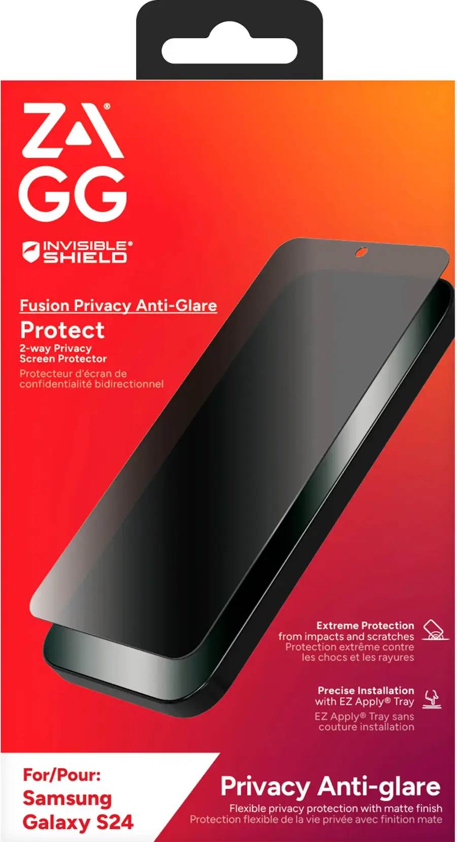 Alt View 15. ZAGG - InvisibleShield Glass Fusion Privacy Screen Protector for Samsung Galaxy S24 - Clear.